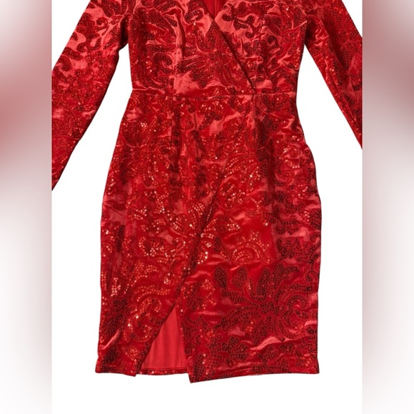 Venus, red velvet sparkly holiday dress, size 4 - Picture 6 of 6